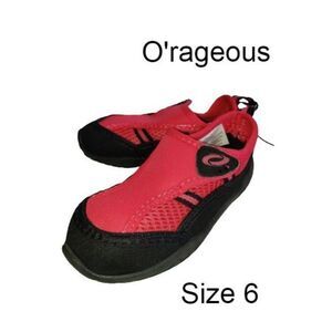 Girls Water Shoes Hot Pink Black Toddler Quick Dry Size 6 NEW